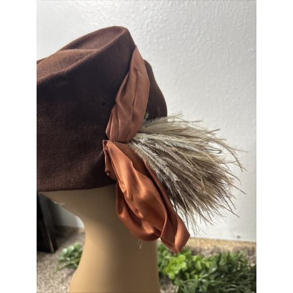 Early 1900’s Gage Brothers & Co Antique Tilt Hat Feathers Satin Velvet - Picture 7 of 16